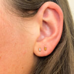 Single Yellow Gold Mini Baguette Opal Stud Earring