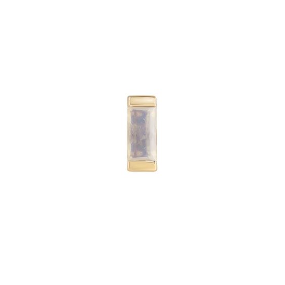 Single Yellow Gold Mini Baguette Opal Stud Earring