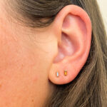 Single Yellow Gold Mini Baguette Citrine Stud Earring
