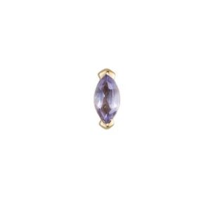 Single Yellow Gold Mini Marquise Tanzanite Stud Earring