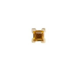 Single Yellow Gold Mini Square Citrine Stud Earring
