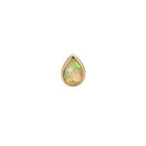 Single Yellow Gold Mini Pear-Shaped Bezel-Set Opal Stud Earring
