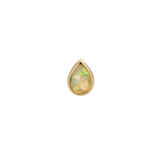 Single Yellow Gold Mini Pear-Shaped Bezel-Set Opal Stud Earring