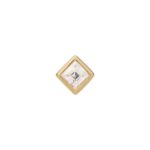 Single Yellow Gold Mini Square Bezel-Set Morganite Stud Earring