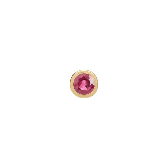 Single Yellow Gold Mini Bezel-Set Ruby Stud Earring