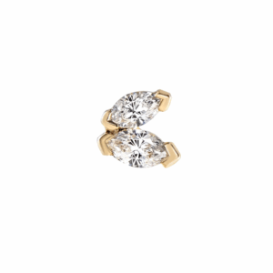Single Yellow Gold Marquise Diamond Stud Earring