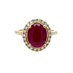 Yellow Gold Ruby Ring with Diamonds