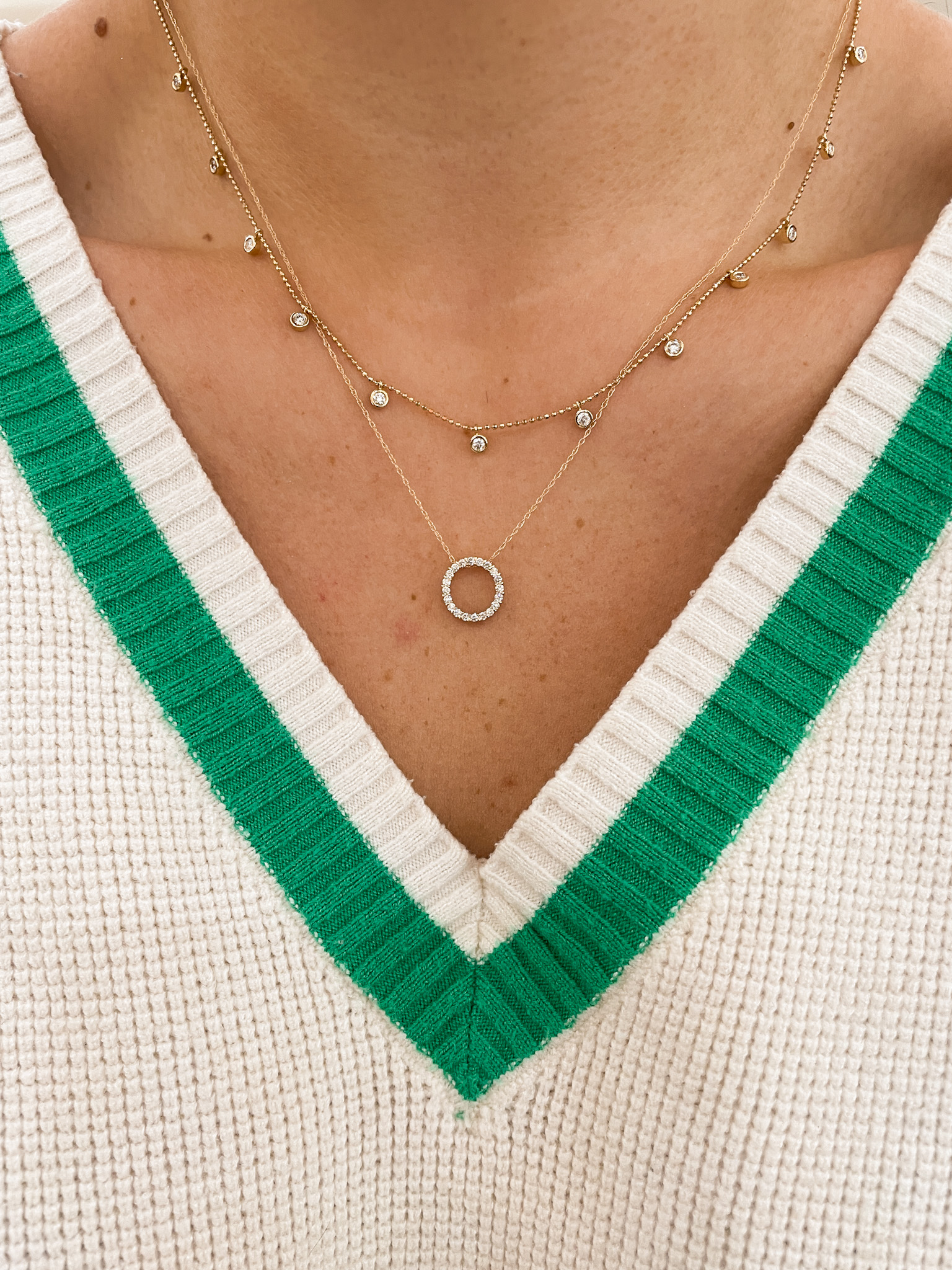 Yellow Gold Circle Diamond Necklace
