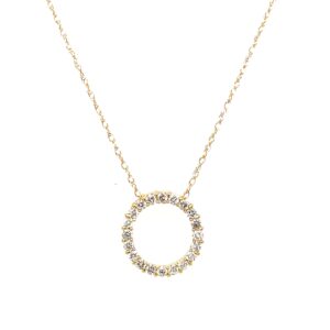 Yellow Gold Circle Diamond Necklace
