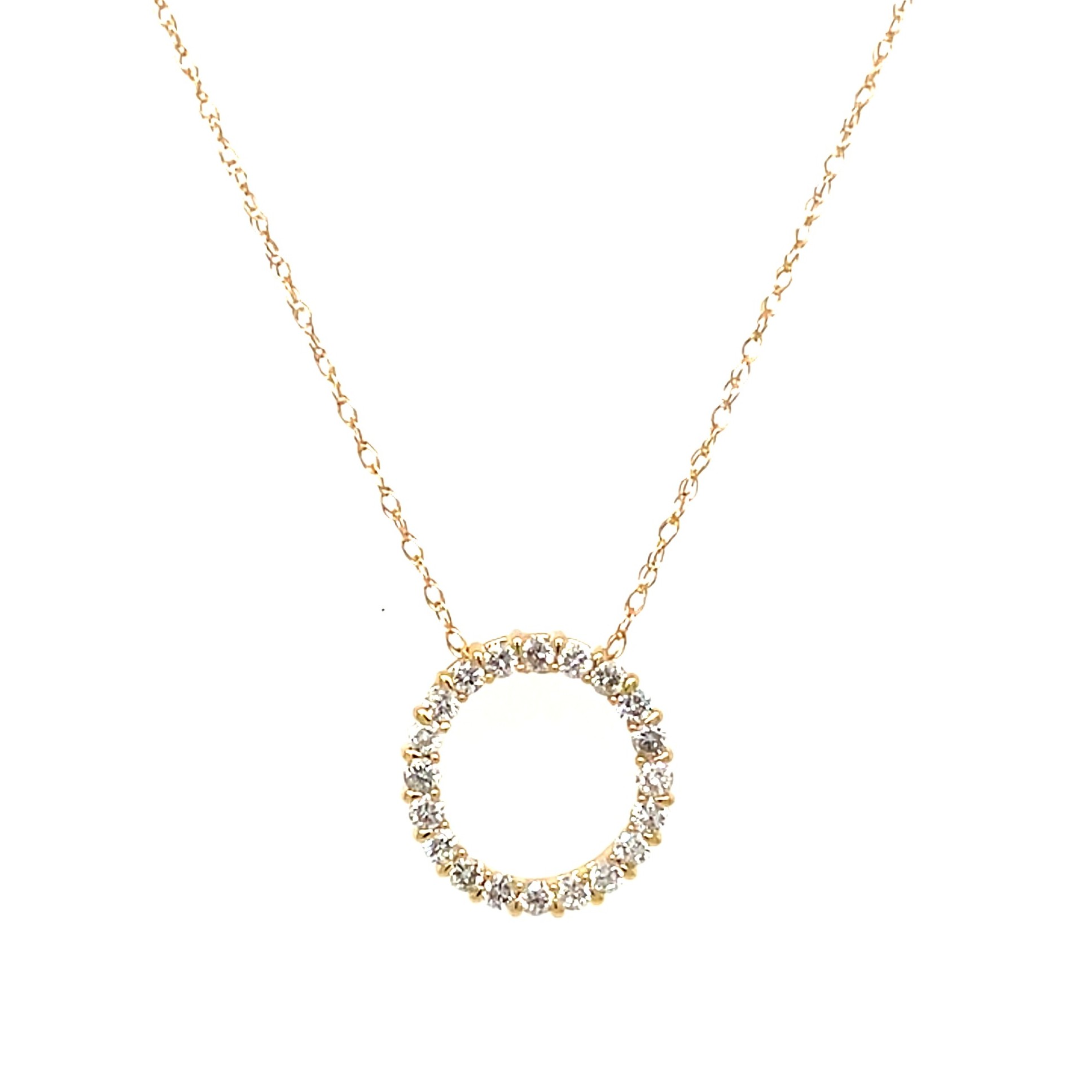 Yellow Gold Circle Diamond Necklace
