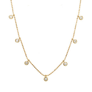 Yellow Gold Bezel-Set Diamond Station Necklace