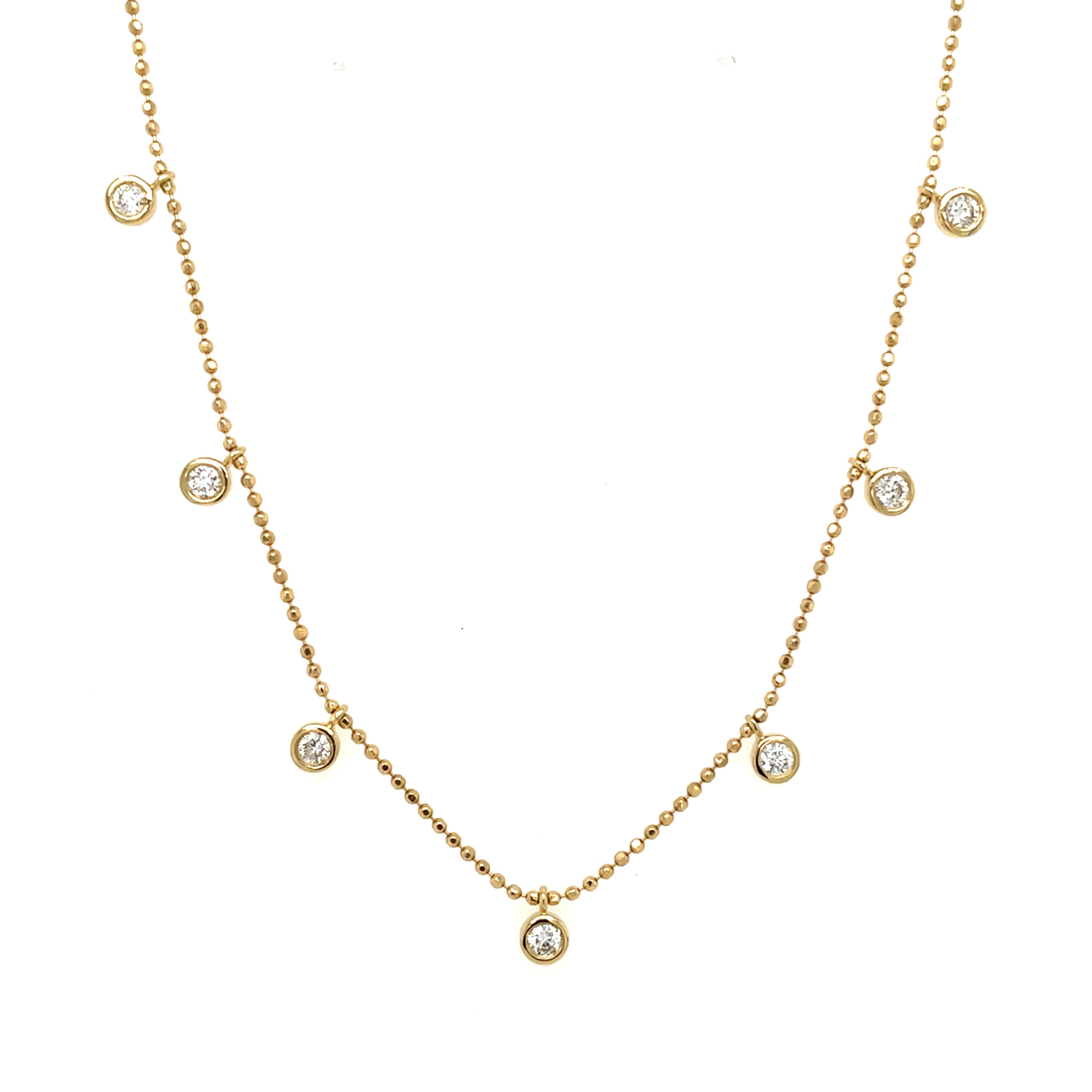 Yellow Gold Bezel-Set Diamond Station Necklace