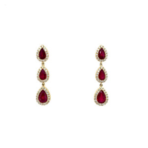 Yellow Gold Ruby and Diamond Earrings