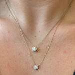 Yellow Gold Diamond Halo Necklace