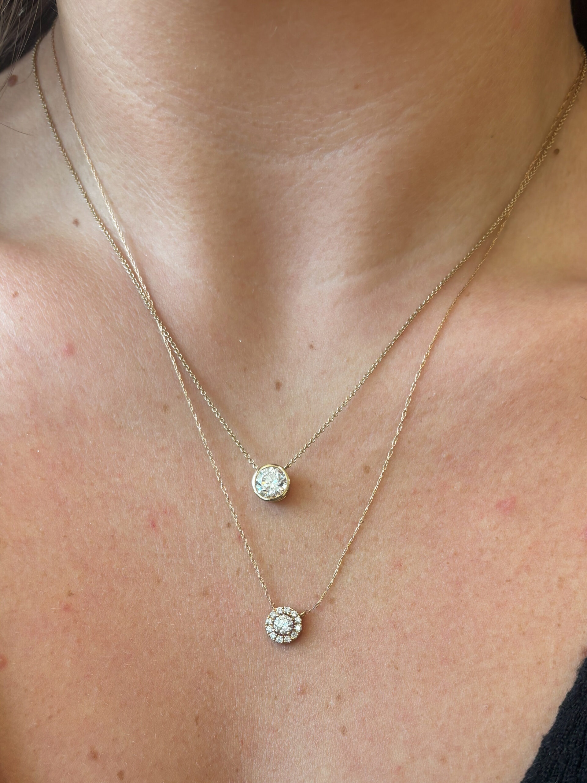 Yellow Gold Diamond Halo Necklace