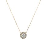 Yellow Gold Diamond Halo Necklace