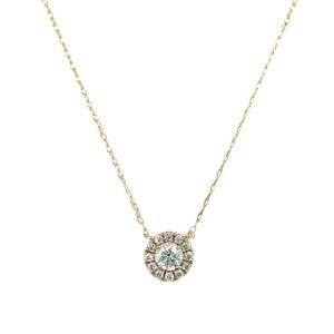 Yellow Gold Diamond Halo Necklace