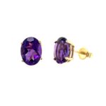 Yellow Gold Pink Amethyst Studs