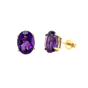 Yellow Gold Pink Amethyst Studs