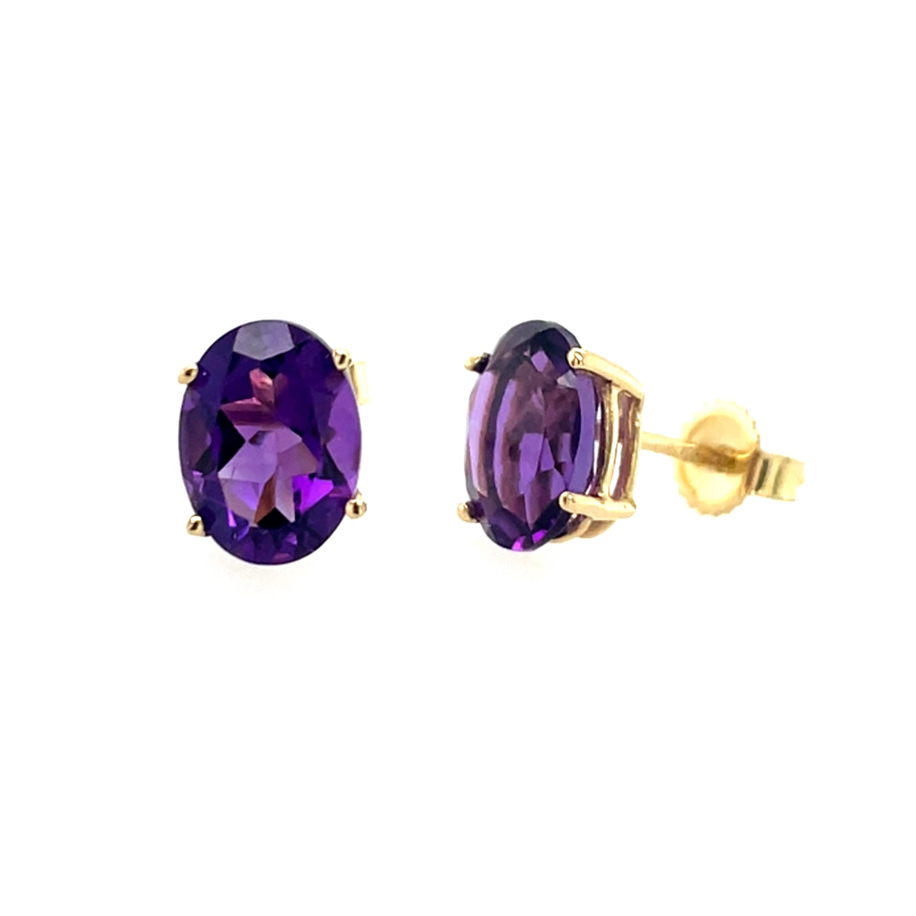 Yellow Gold Pink Amethyst Studs