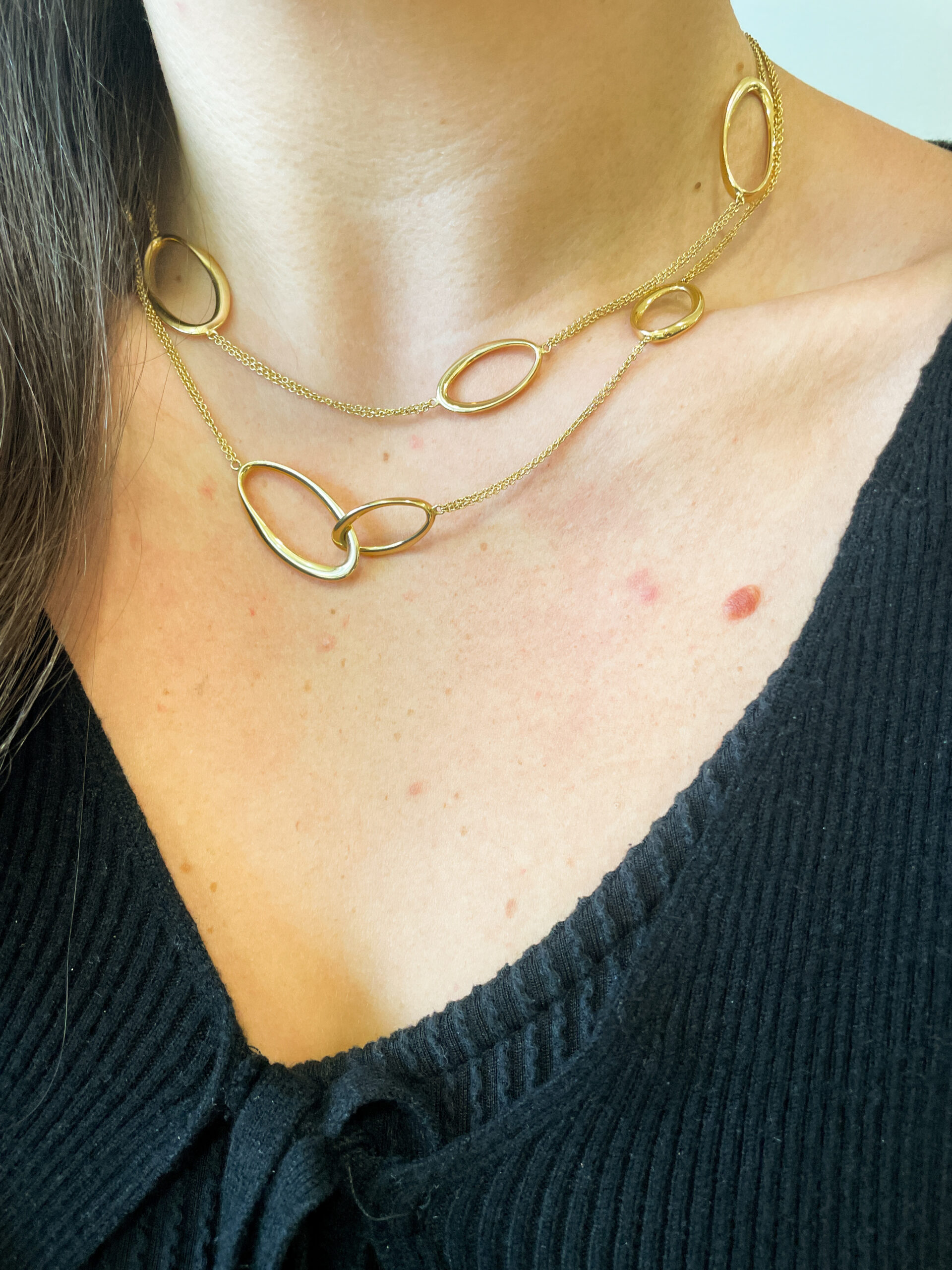 Yellow Gold Linked Station Necklace