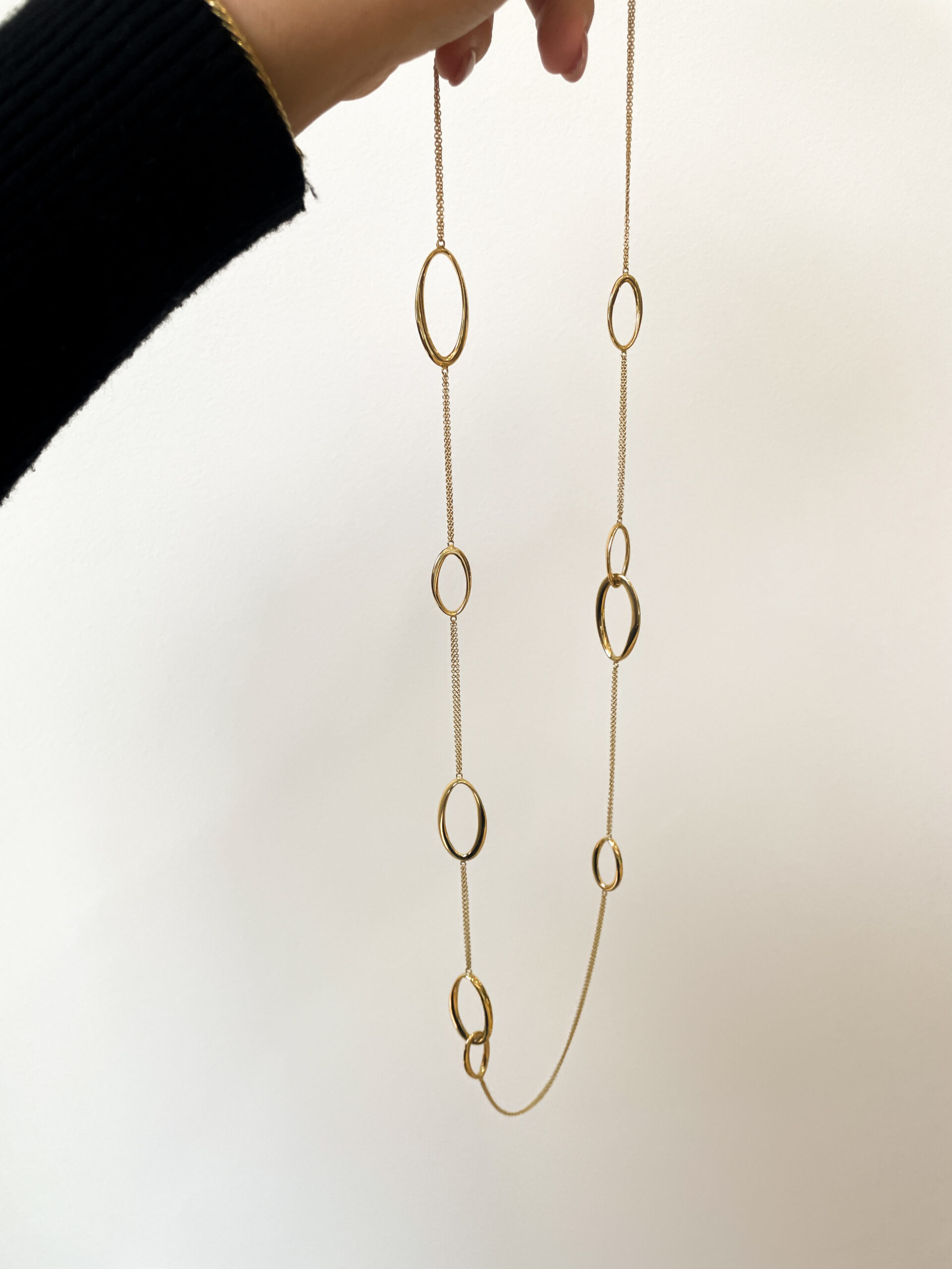 Yellow Gold Linked Station Necklace