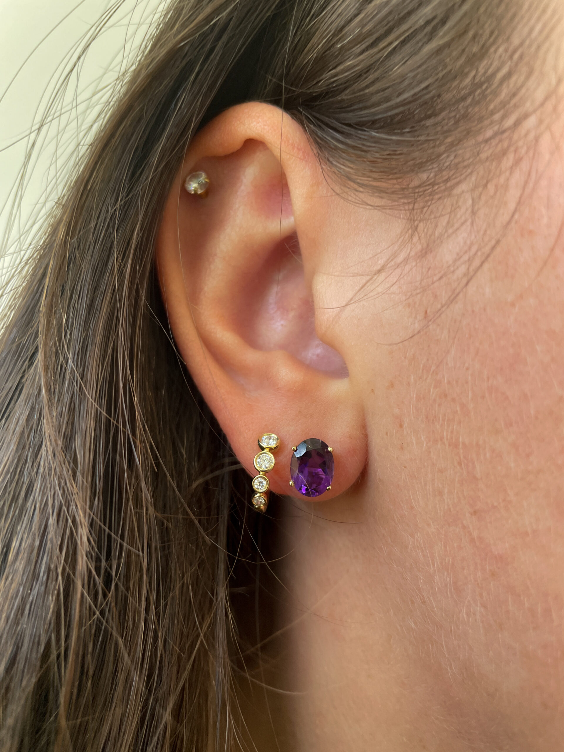 Yellow Gold Diamond Hoop Earrings