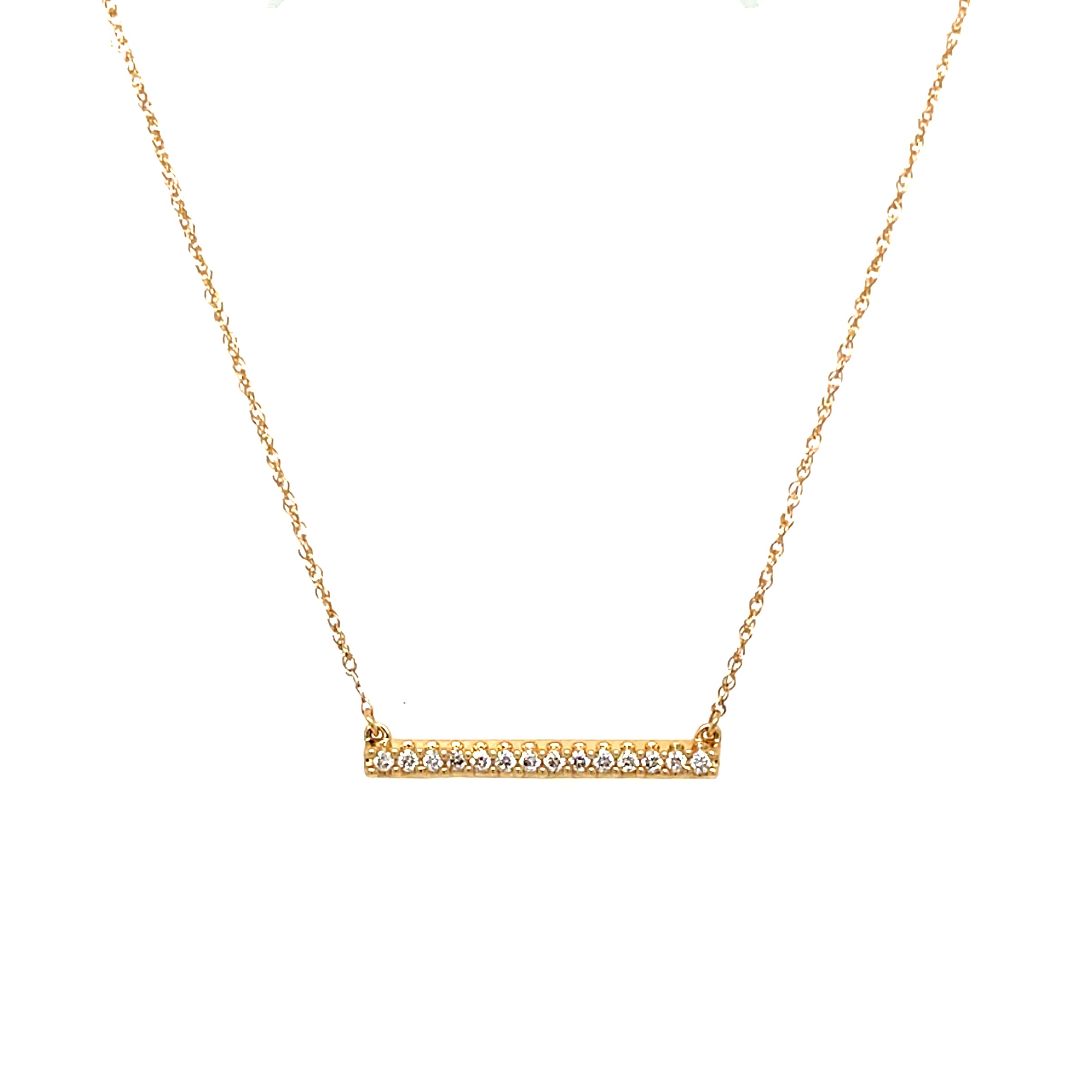 Yellow Gold Diamond Bar Necklace