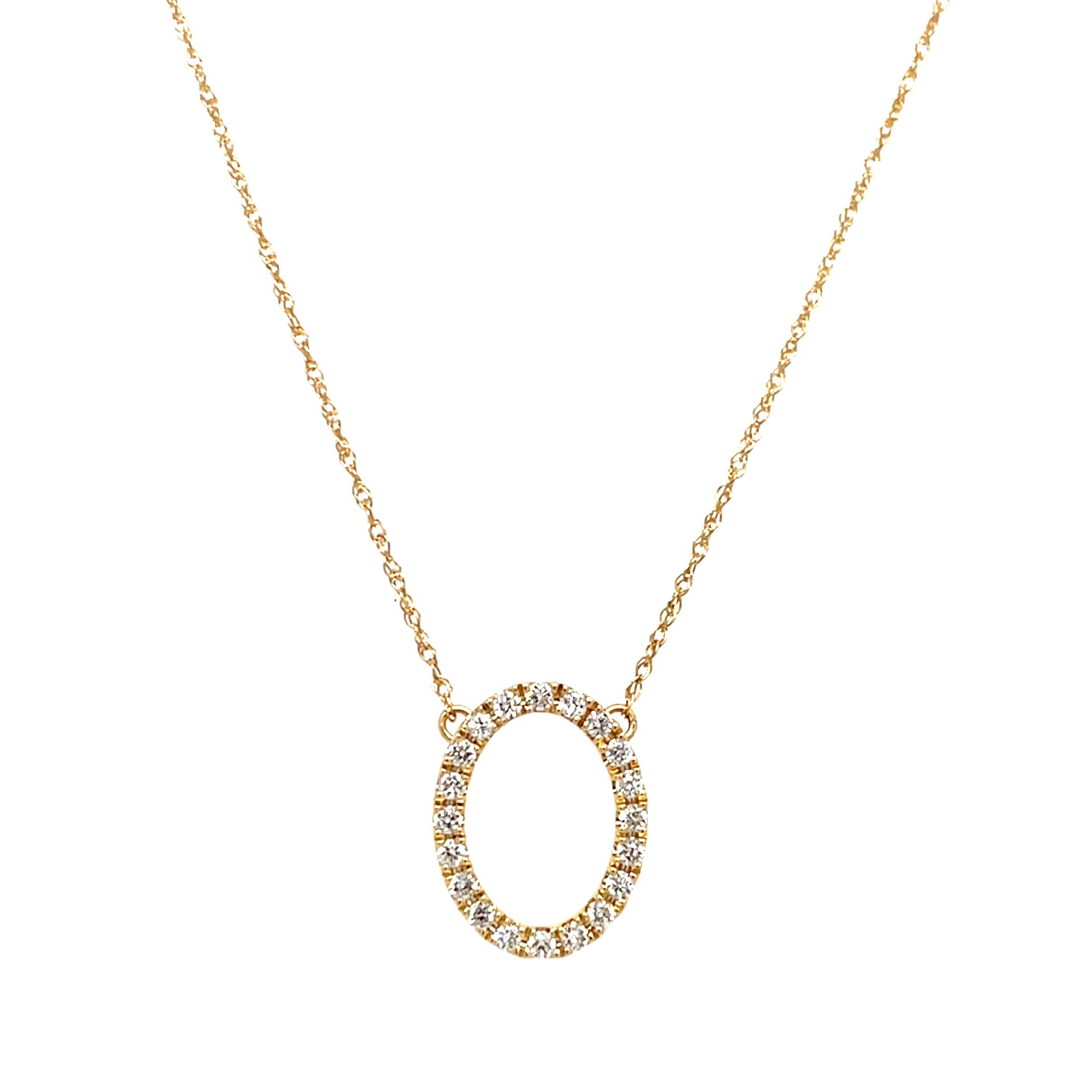 Yellow Gold Oval Diamond Necklace