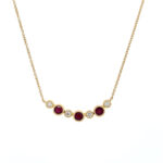 Yellow Gold Ruby and Diamond Seven Circle Necklace