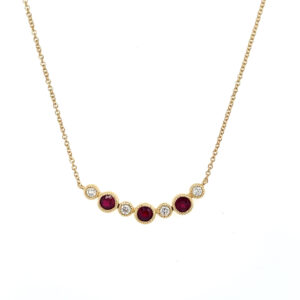 Yellow Gold Ruby and Diamond Seven Circle Necklace