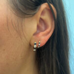 Yellow Gold Sapphire and Diamond Hoop Earrings