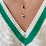 Yellow Gold Oval Amethyst and Diamond Necklace