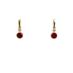Yellow Gold Ruby Drop Earrings with Diamonds