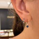 Yellow Gold Sapphire Drop Earrings with Diamonds
