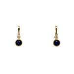 Yellow Gold Sapphire Drop Earrings with Diamonds