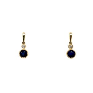 Yellow Gold Sapphire Drop Earrings with Diamonds