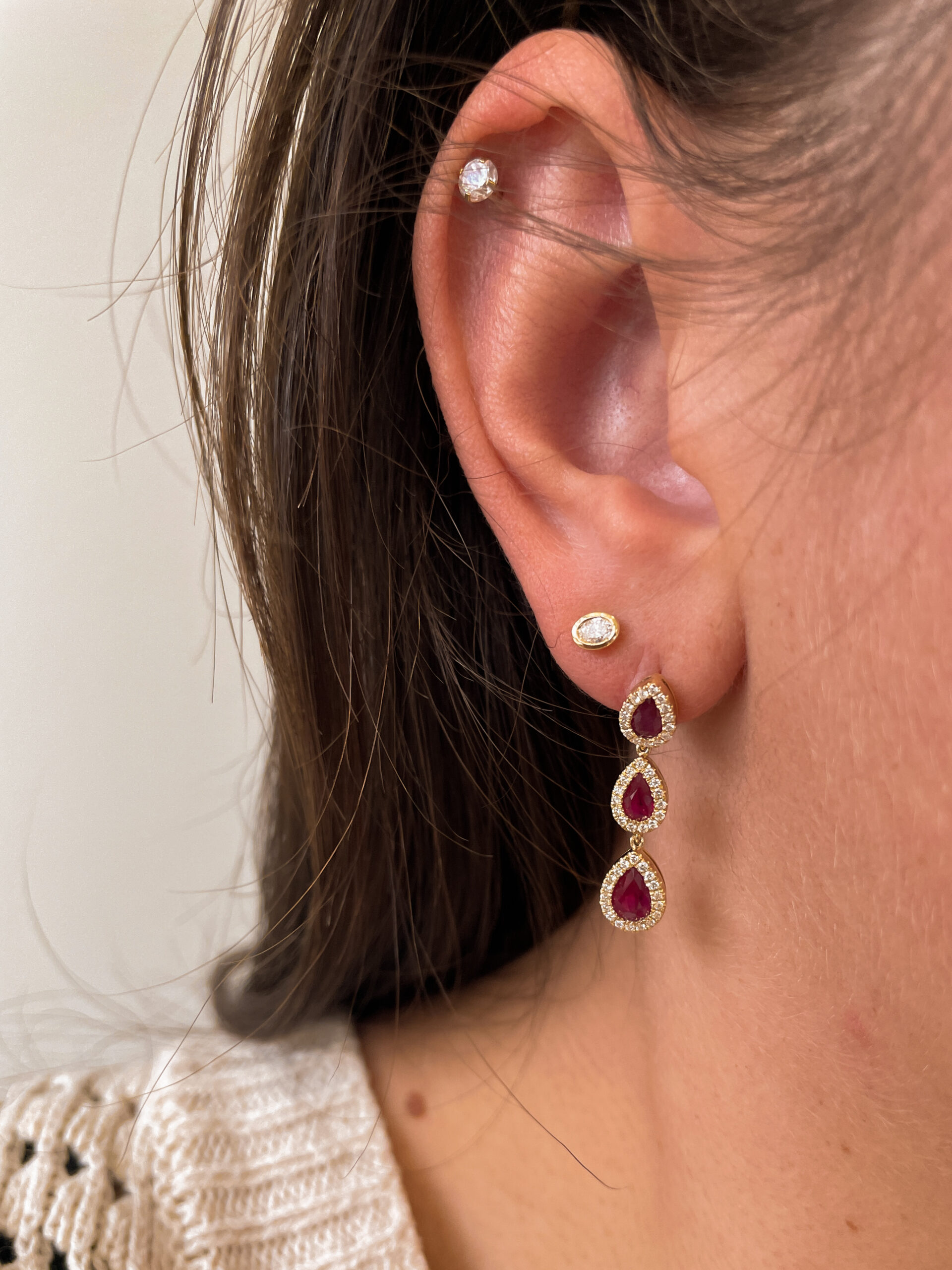 Yellow Gold Bezel-Set Oval-Shaped Diamond Stud Earrings
