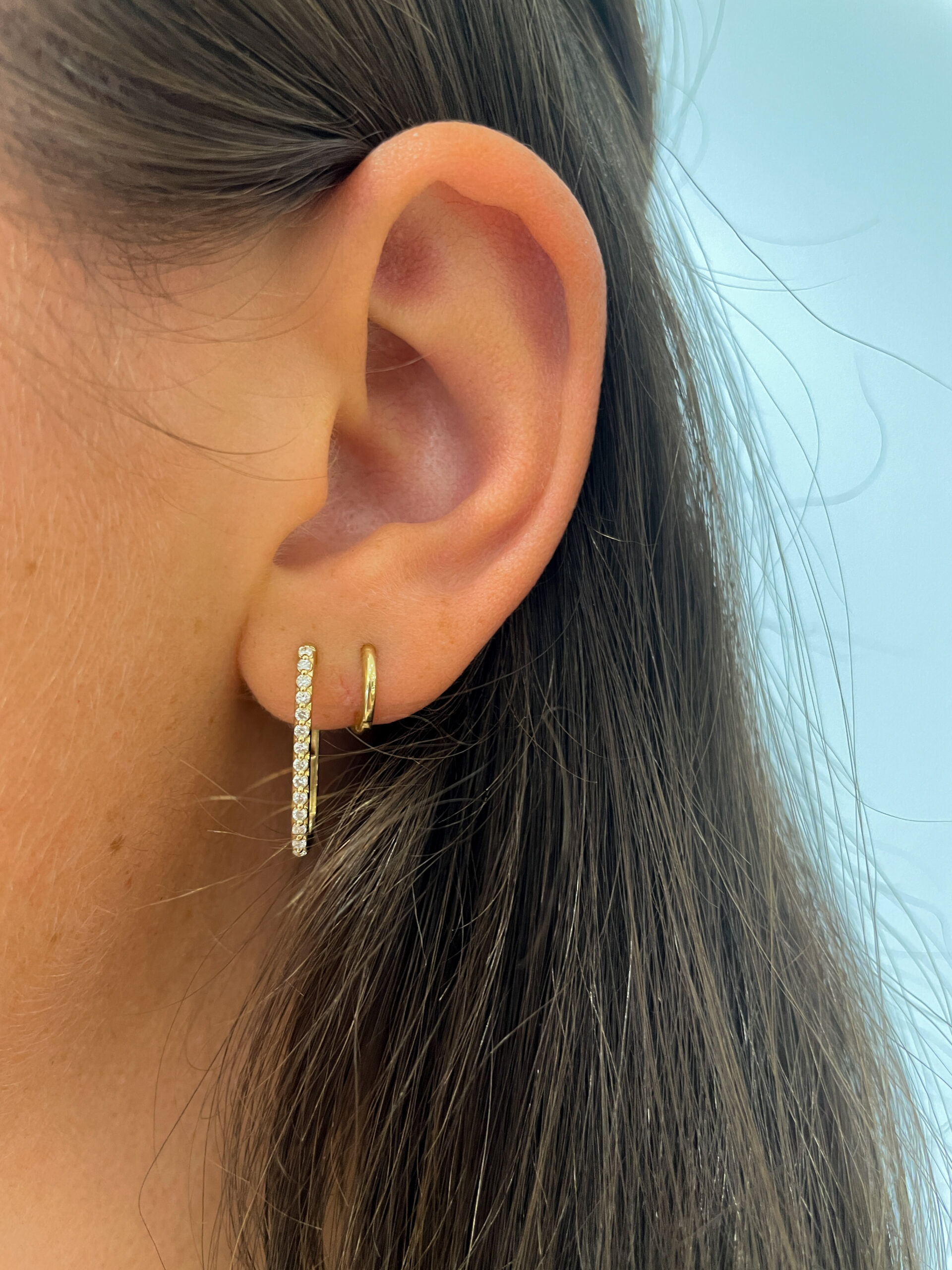 Yellow Gold Diamond Hoop Earrings