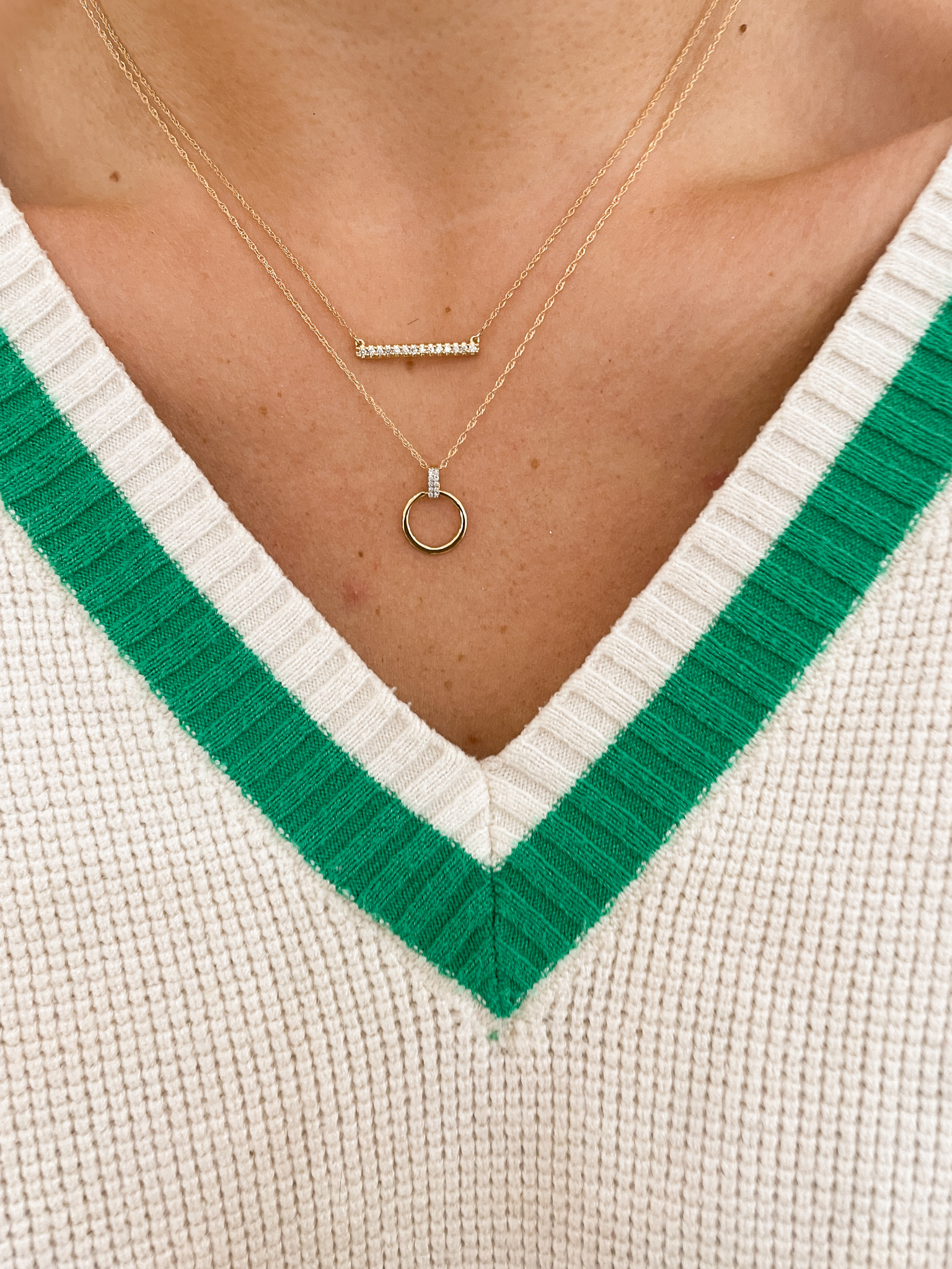 Yellow Gold Circle Necklace with Diamonds
