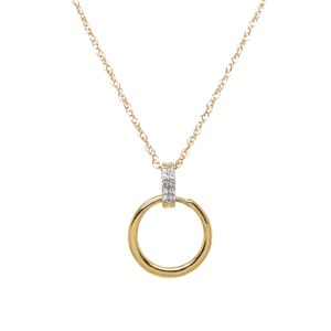 Yellow Gold Circle Necklace with Diamonds