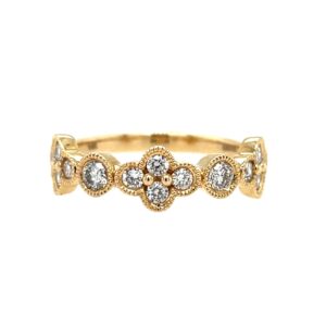 Yellow Gold Quatrefoil Diamond Band