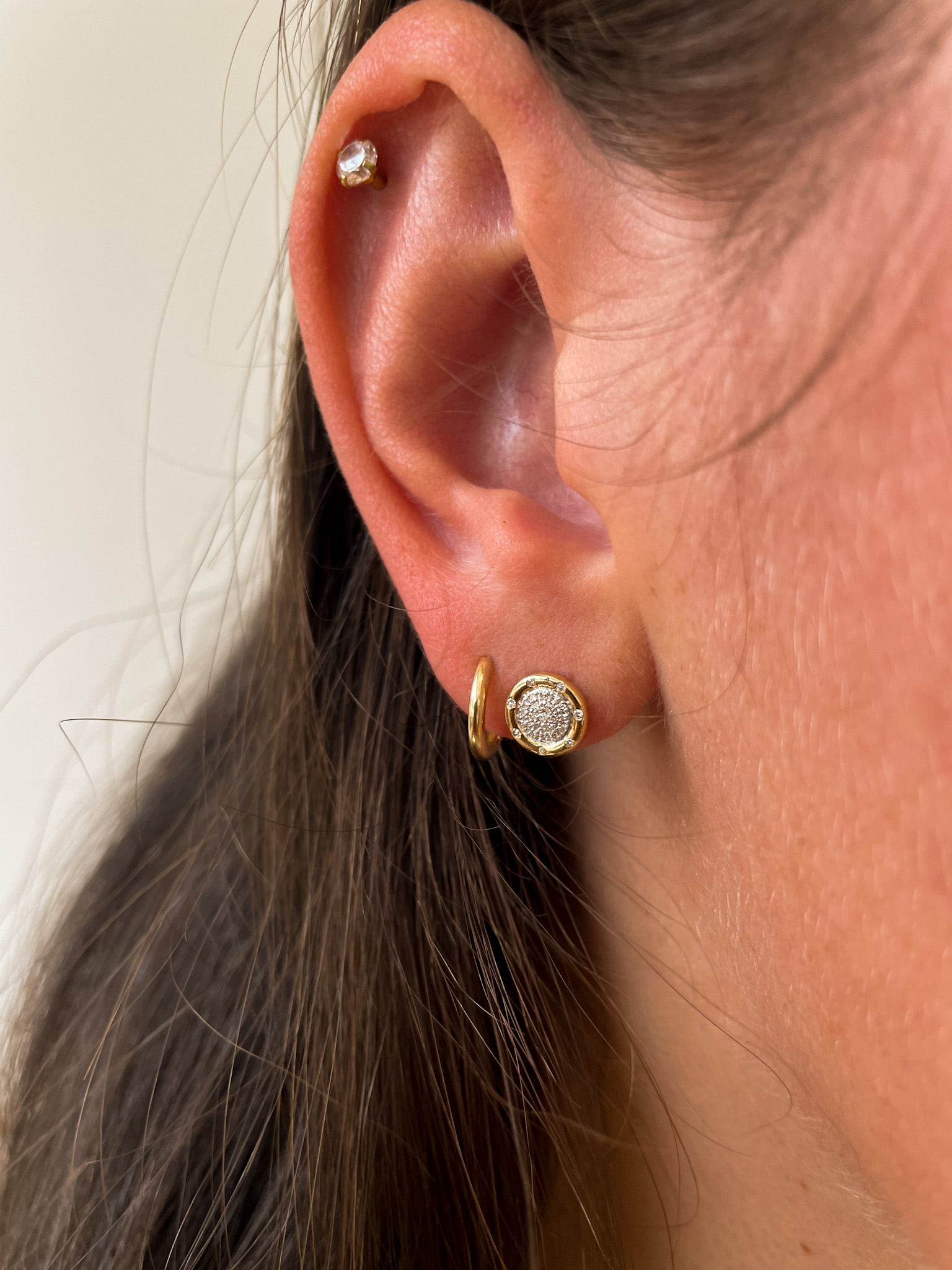 Yellow Gold Pavé Diamond Stud Earrings