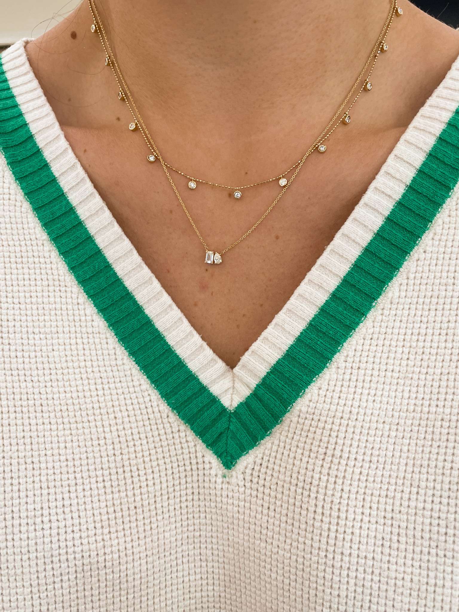Yellow Gold Duet Diamond Necklace