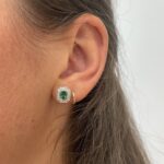 White Gold Emerald and Diamond Earrings