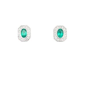 White Gold Emerald and Diamond Earrings