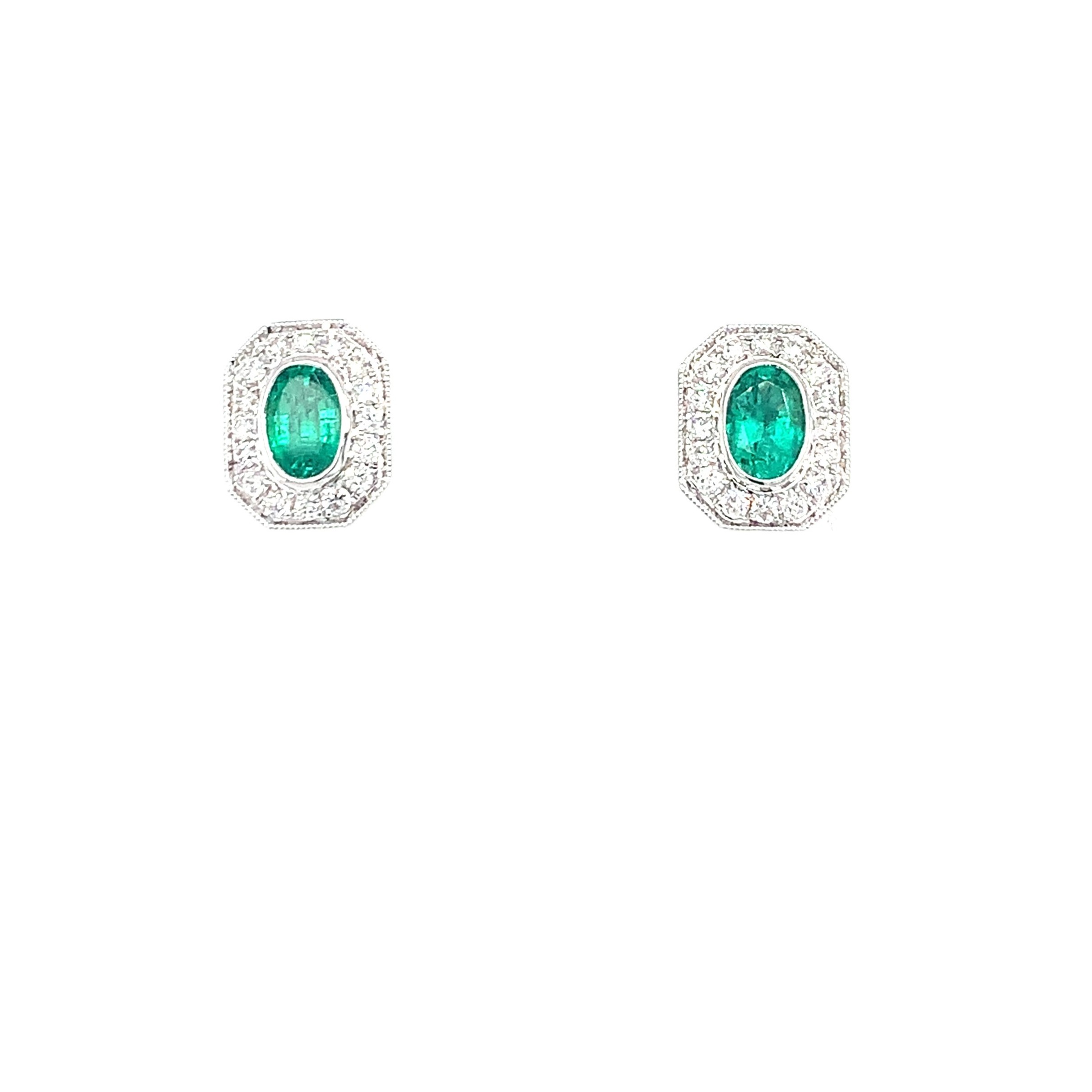White Gold Emerald and Diamond Earrings