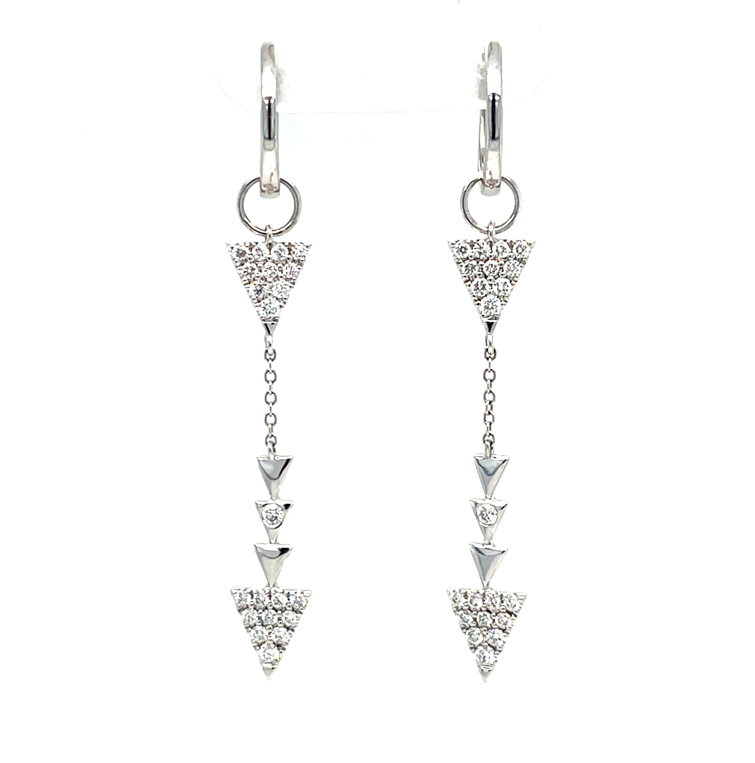 White Gold Huggie Hoop Earrings with Removable Diamond Drops