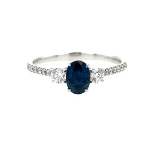 White Gold Sapphire Ring with Diamonds