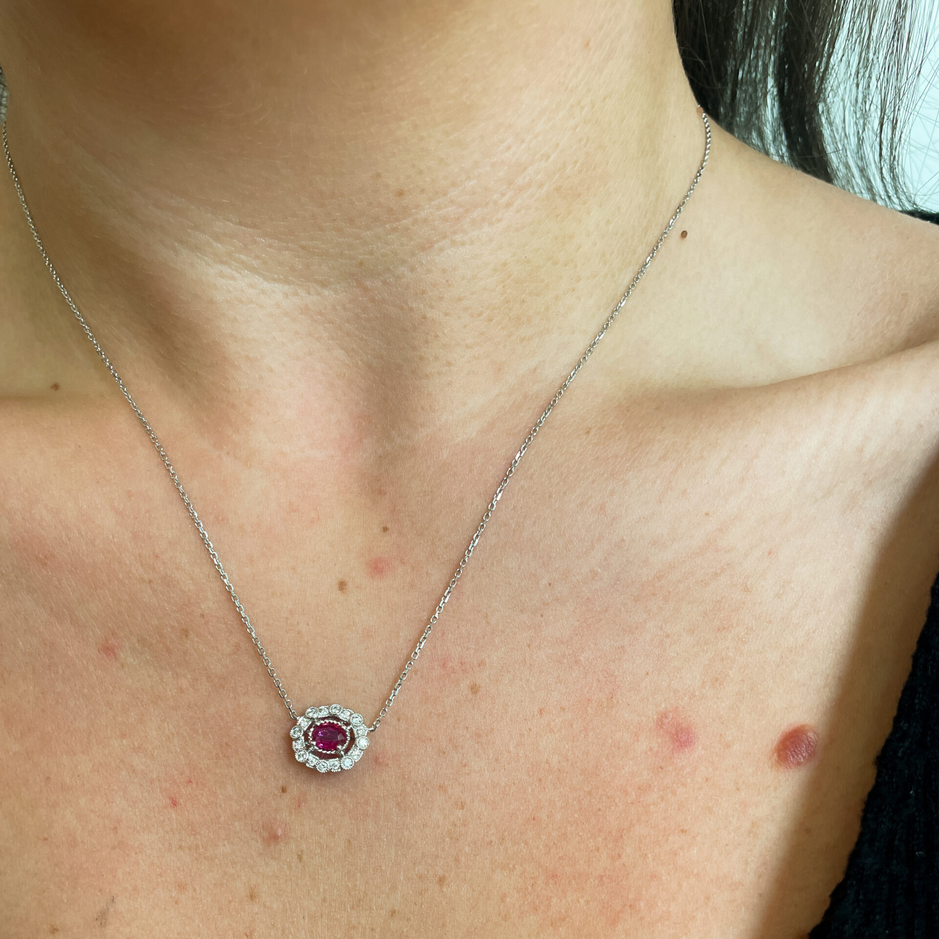 White Gold Ruby & Diamond Necklace